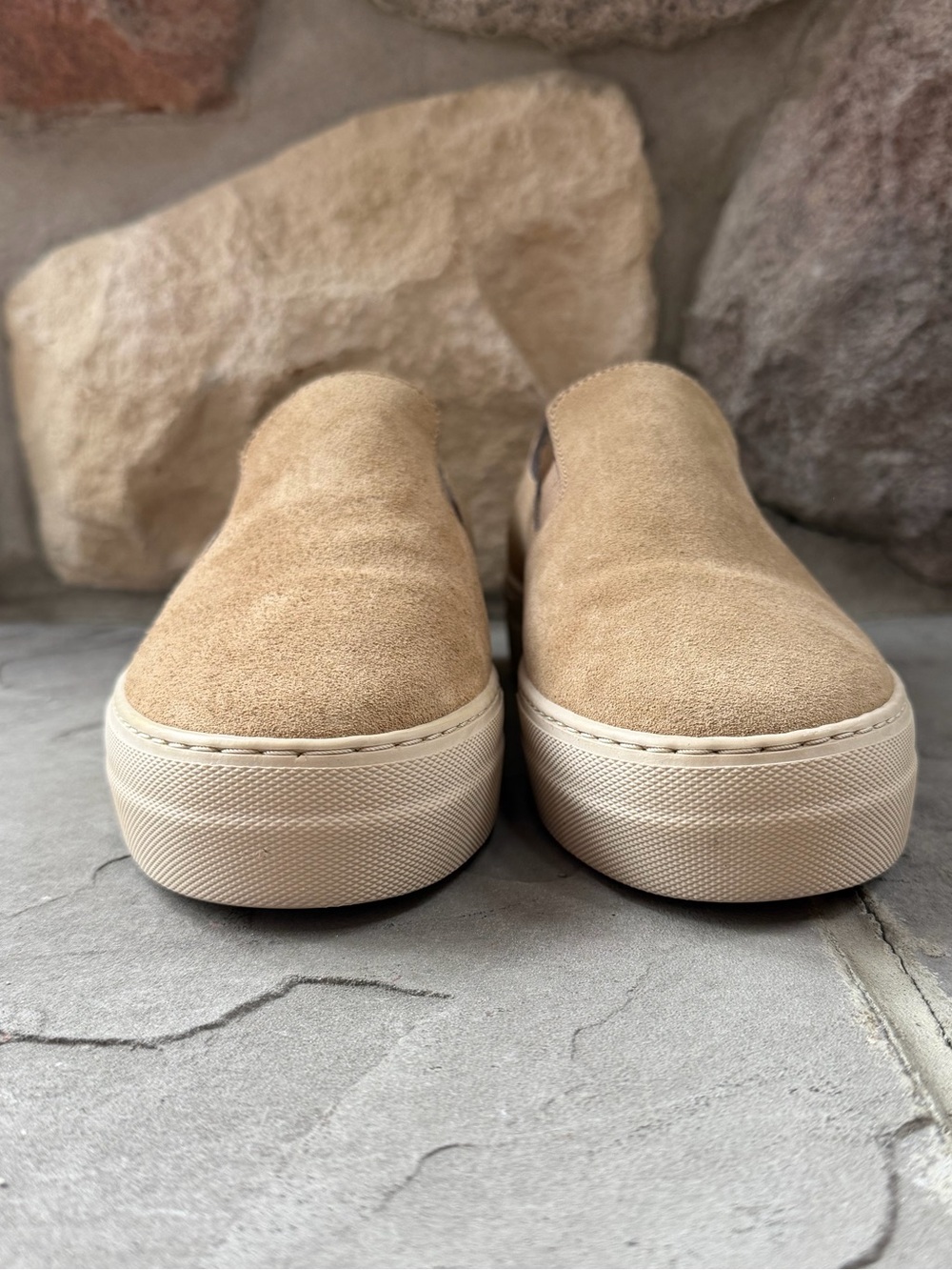 FRAME Denim Le Ren Tan Suede Leather Slip-On Sneaker Loafer Deck Shoe - Picture 4 of 8